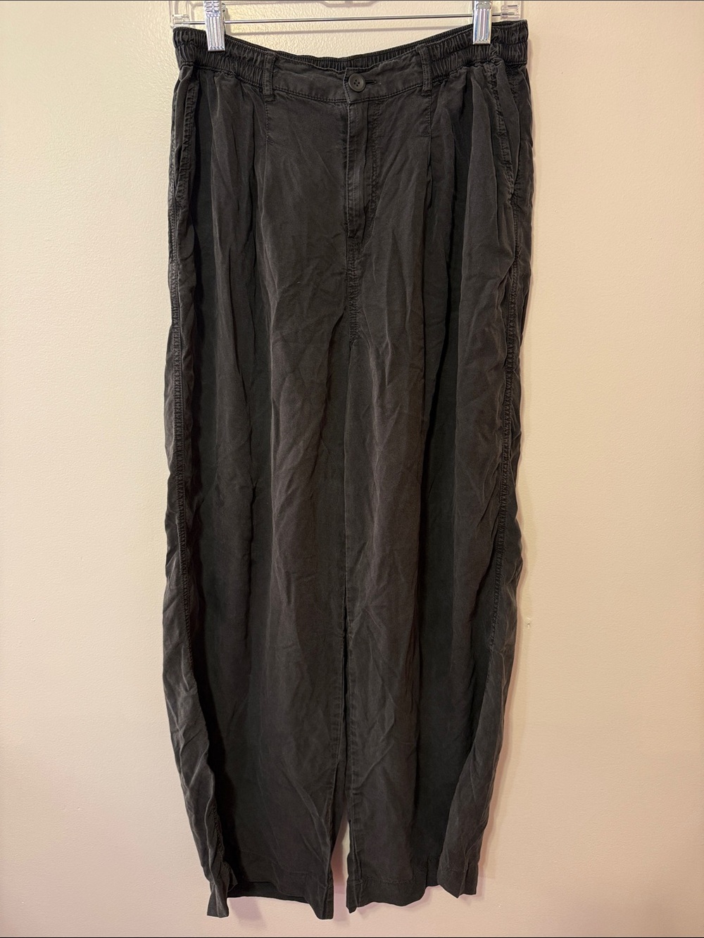 Aerie Black Lyocell Wide Leg Pants Women’s Medium Pull On Elastic Waist Flowy
